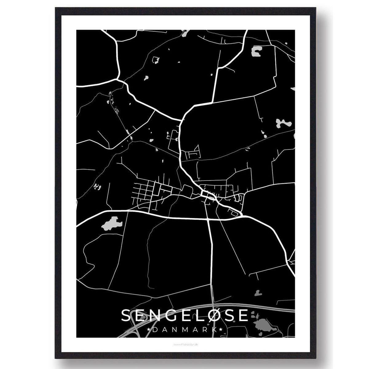 Sengeløse by plakat - sort (Størrelse: L - 50x70cm (B2))