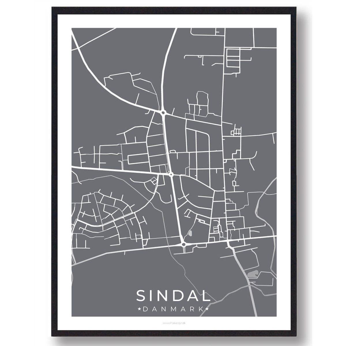 Sindal by plakat - grå (Størrelse: L - 50x70cm (B2))