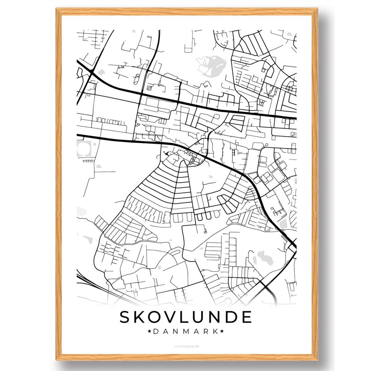 Skovlunde by plakat - hvid (Størrelse: L - 50x70cm (B2))