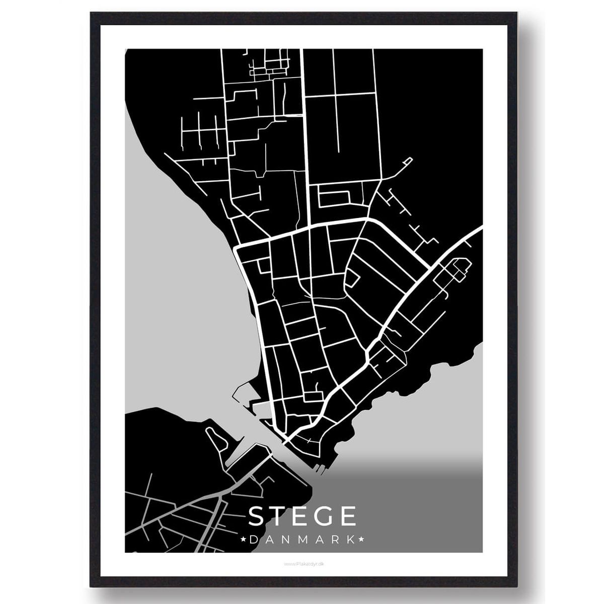 Stege by plakat - sort (Størrelse: L - 50x70cm (B2))