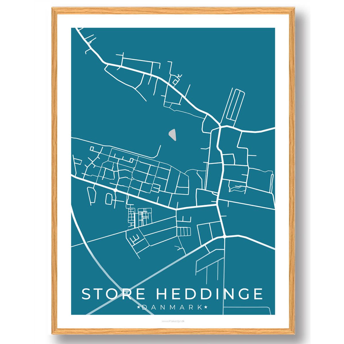 Store Heddinge by plakat - blå (Størrelse: L - 50x70cm (B2))