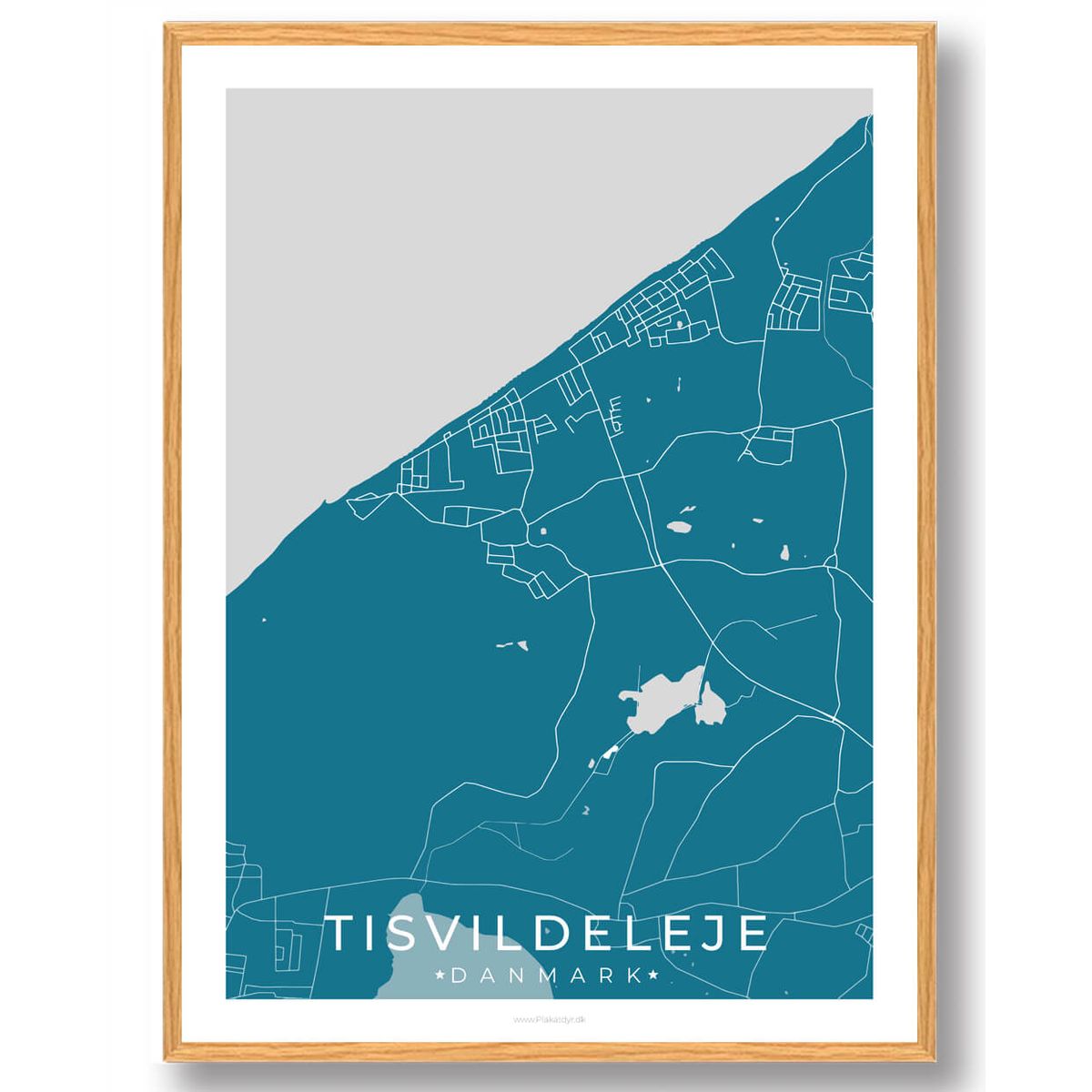 Tisvildeleje by plakat - blå (Størrelse: L - 50x70cm (B2))