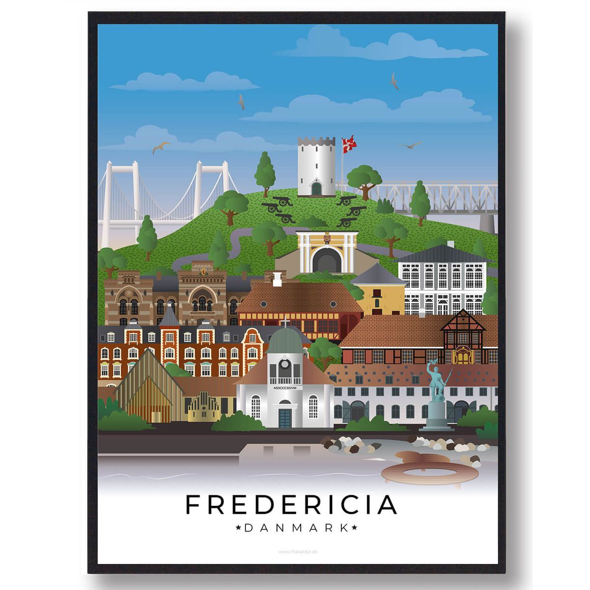 Fredericia byplakat (RESTPARTI) (Størrelse: L - 50x70cm (B2))