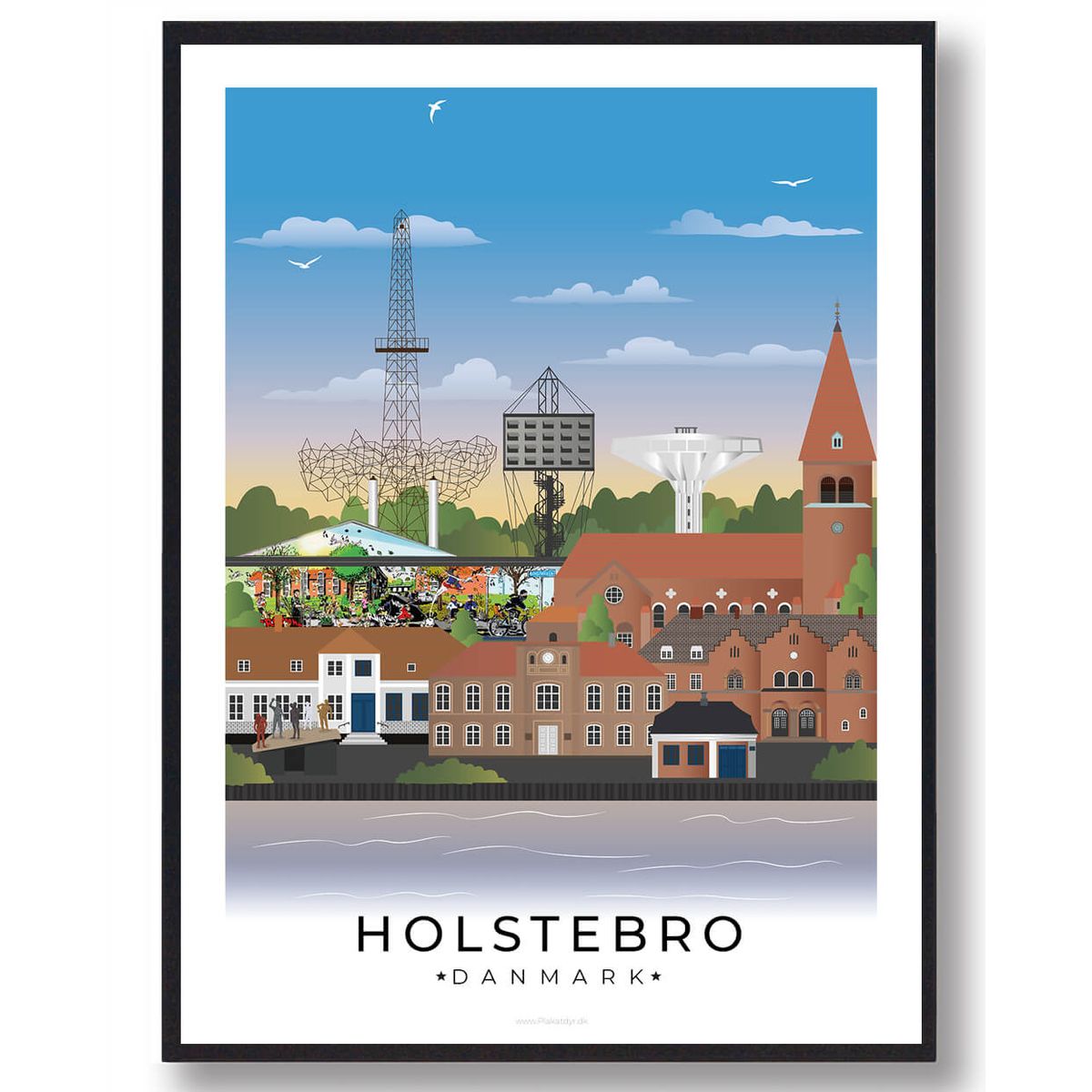 Holstebro byplakat med hvid kant (RESTPARTI) (Størrelse: L - 50x70cm (B2))