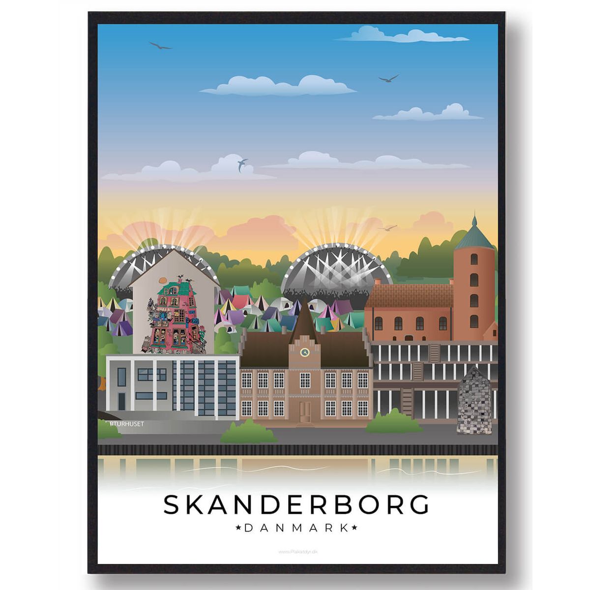 Skanderborg byplakat (RESTPARTI) (Størrelse: M - 30x40cm)