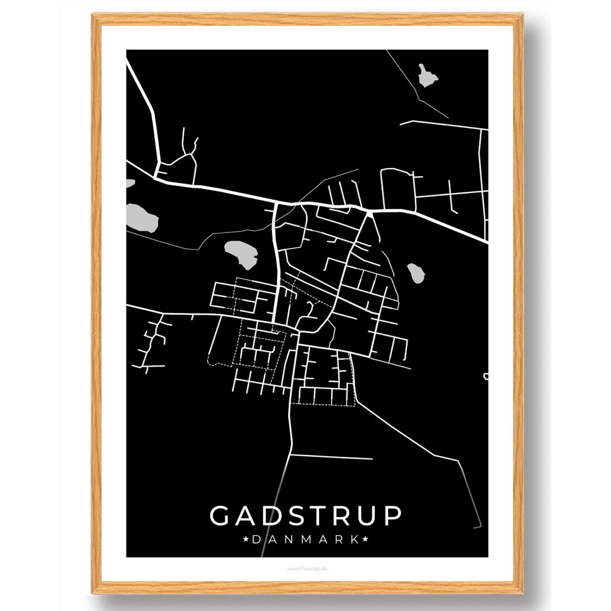 Gadstrup by plakat - sort (Størrelse: L - 50x70cm (B2))