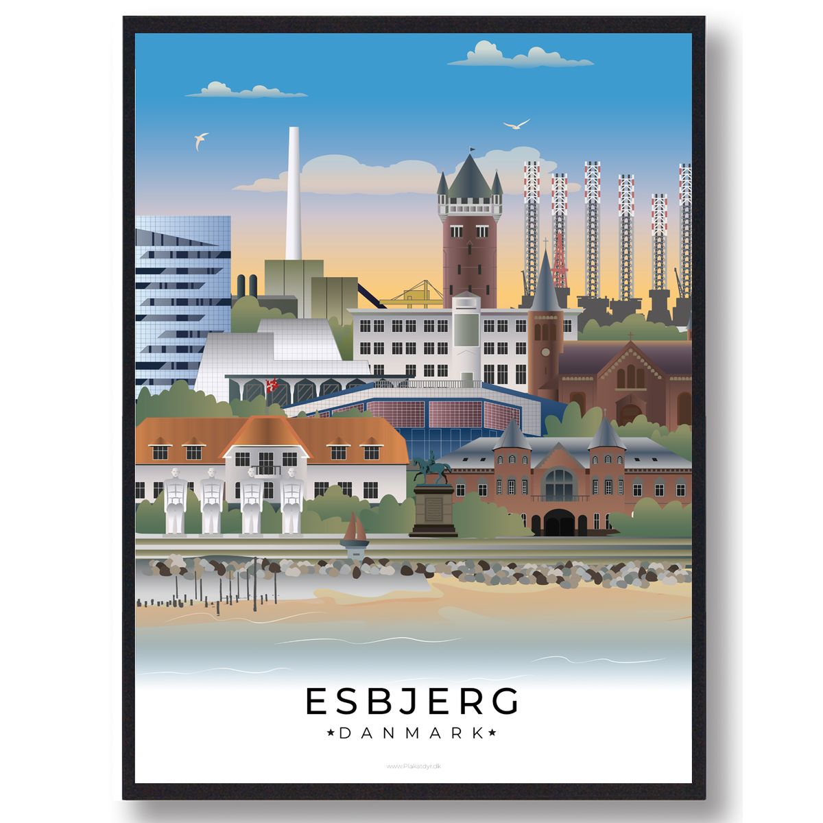 Esbjerg byplakat (RESTPARTI) (Størrelse: L - 50x70cm (B2))