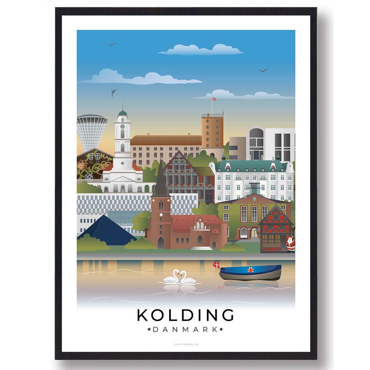 Kolding byplakat med hvid kant (RESTPARTI) (Størrelse: L - 50x70cm (B2))