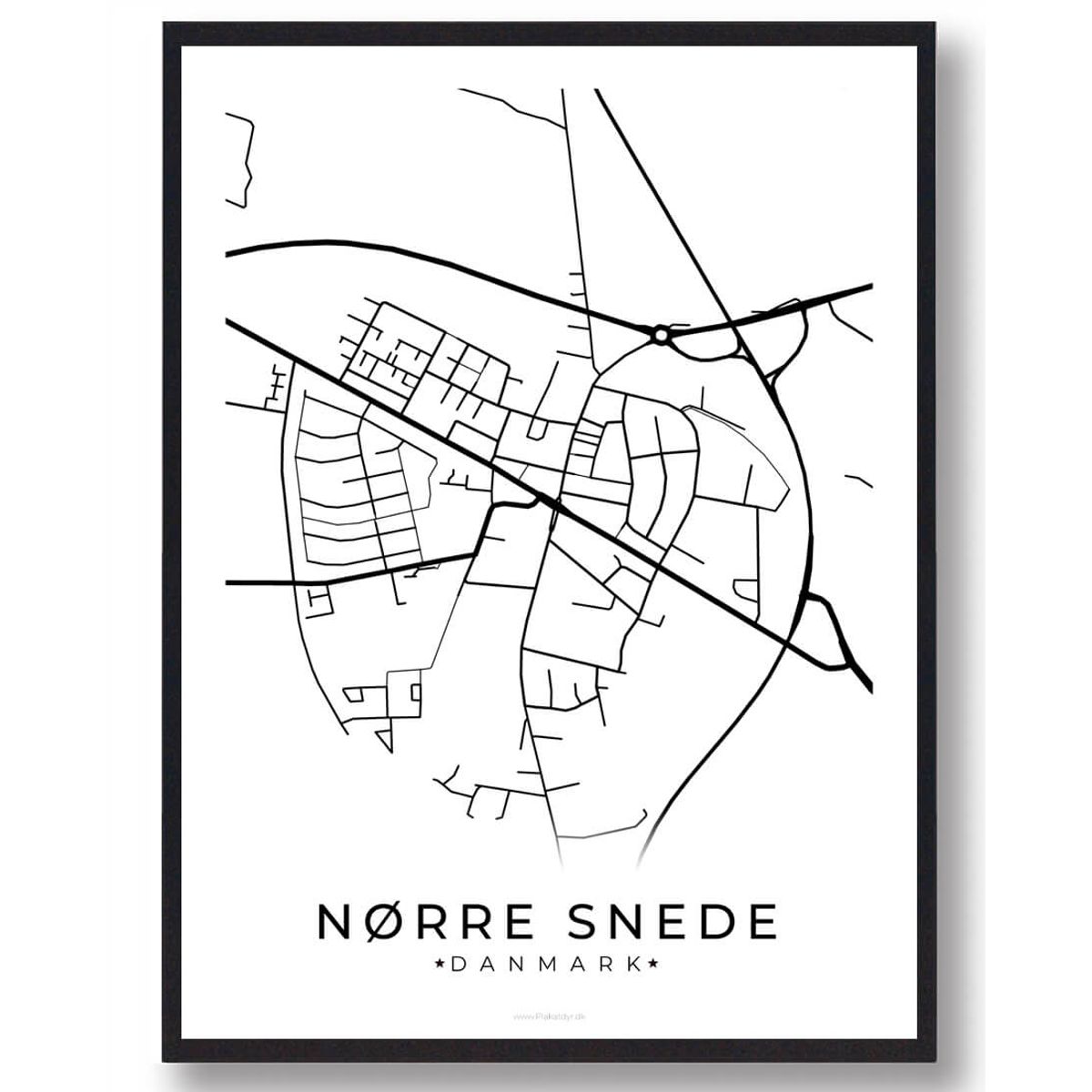 Nørre Snede by plakat - hvid (Størrelse: L - 50x70cm (B2))