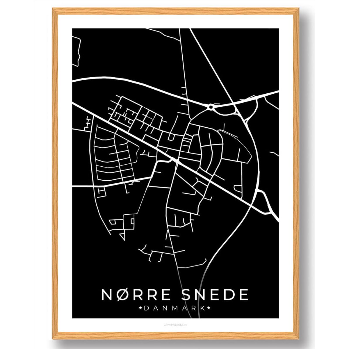 Nørre Snede by plakat - sort (Størrelse: L - 50x70cm (B2))