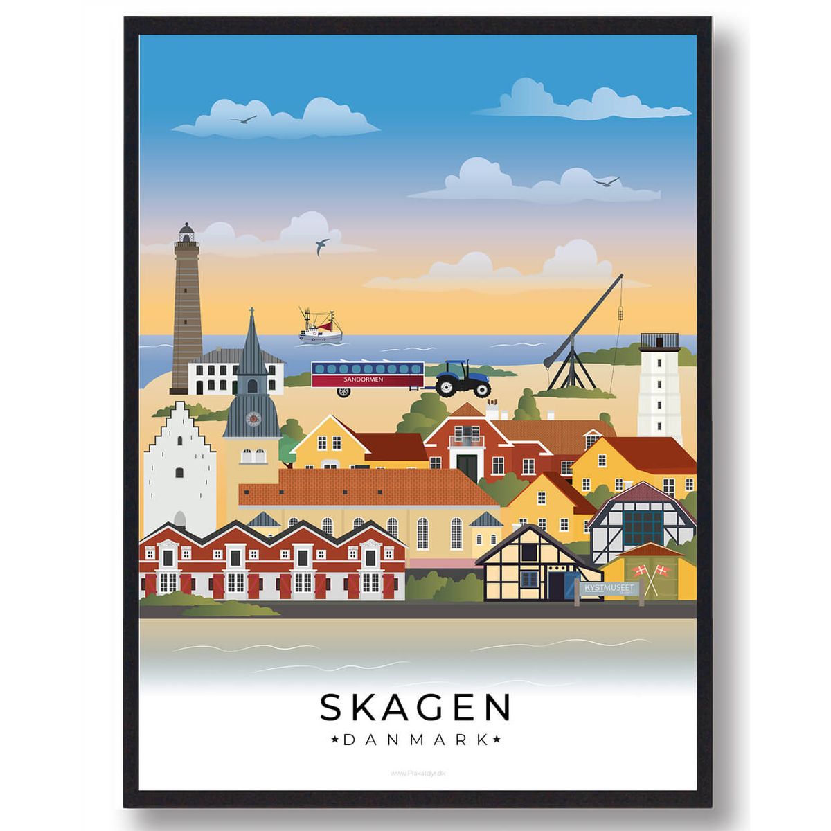 Skagen byplakat (RESTPARTI) (Størrelse: XL - 70x100cm)