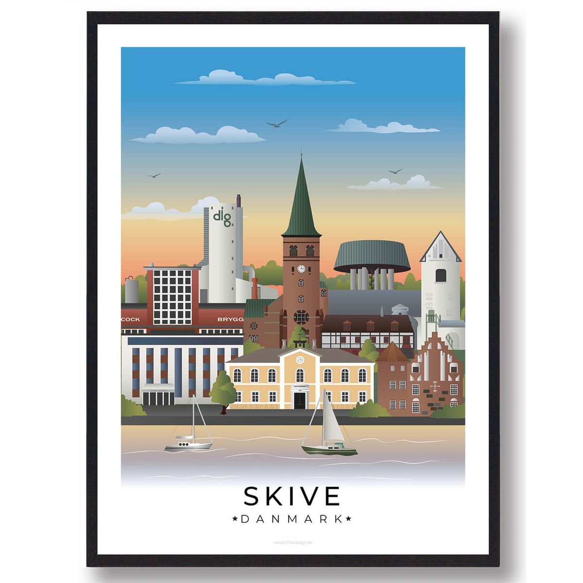 Skive plakat med hvid kant (RESTPARTI) (Størrelse: XL - 70x100cm)