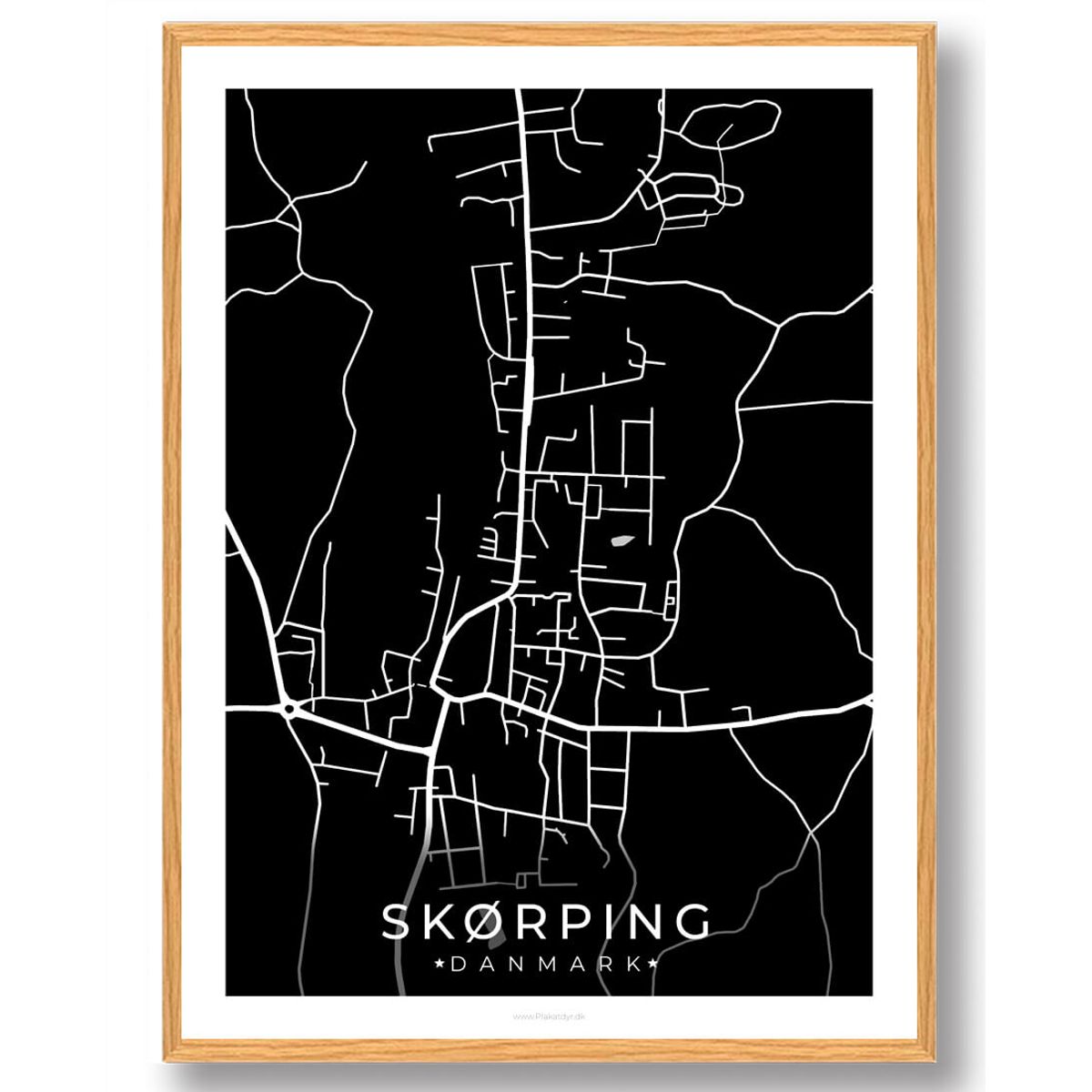 Skørping by plakat - sort (Størrelse: L - 50x70cm (B2))