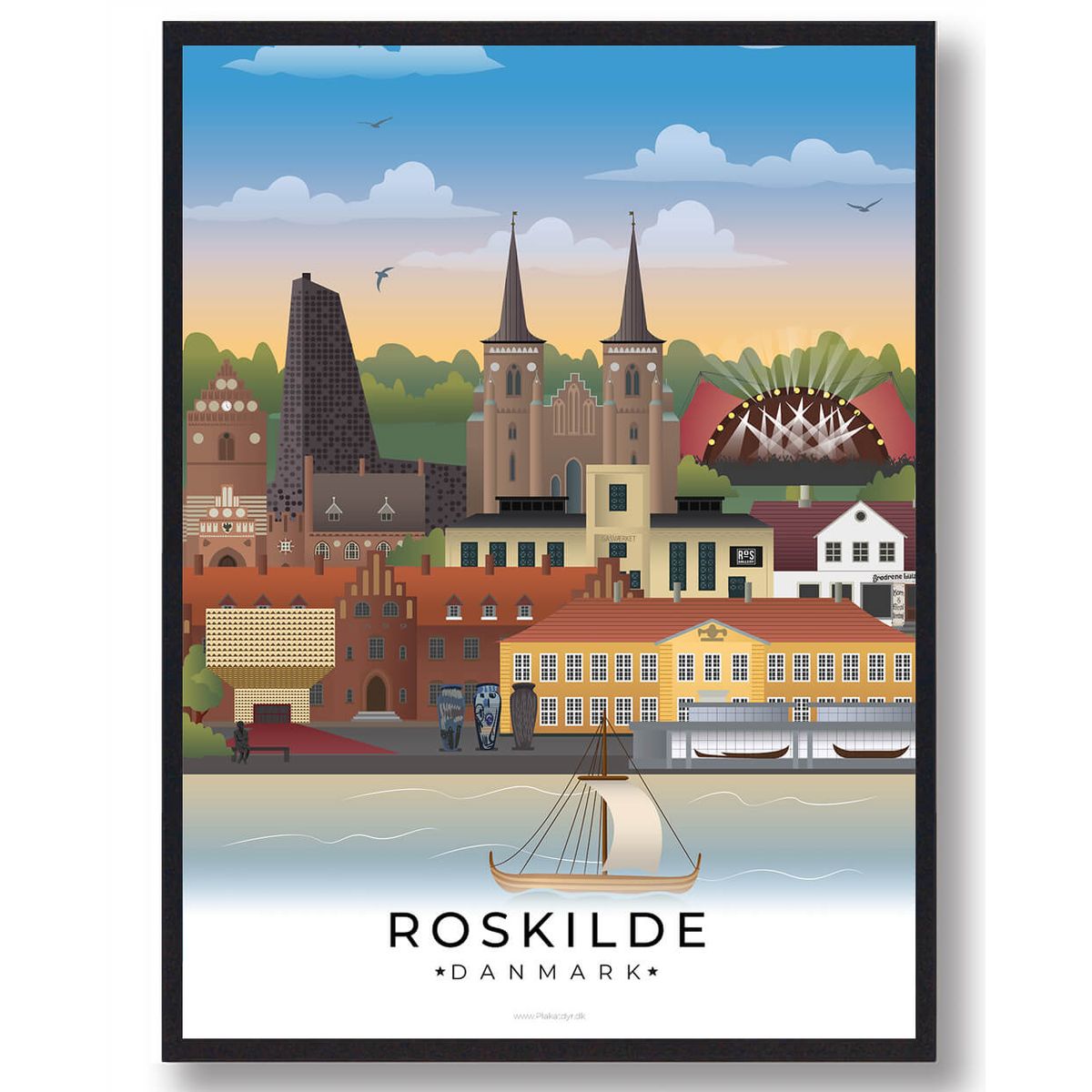 Roskilde byplakat (RESTPARTI) (Størrelse: M - 30x40cm)