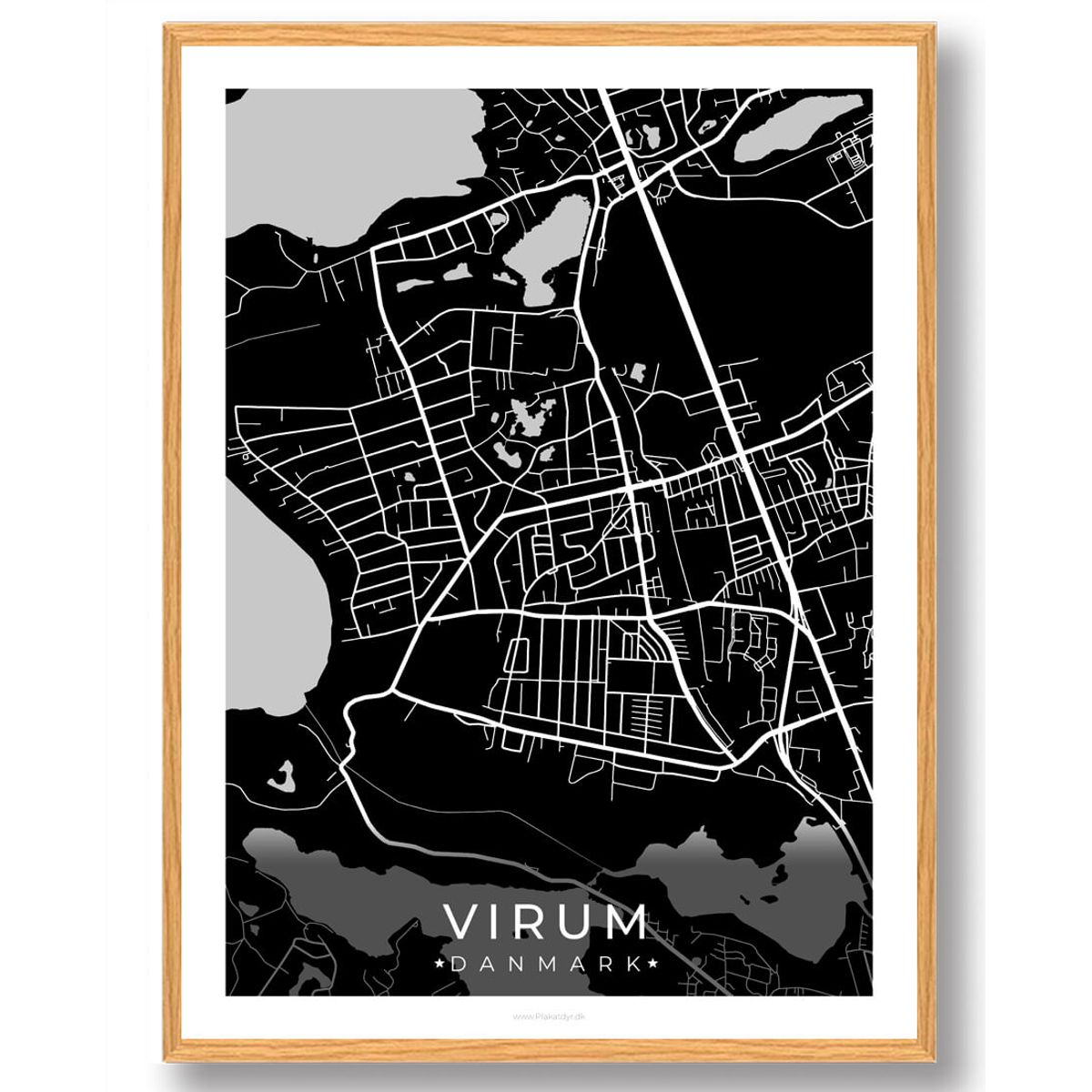 Virum by plakat - sort (Størrelse: L - 50x70cm (B2))