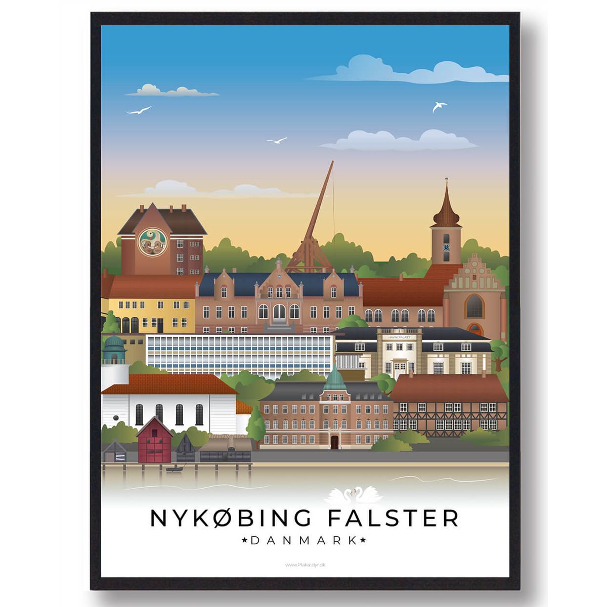 Nykøbing Falster byplakat (RESTPARTI) (Størrelse: M - 30x40cm)