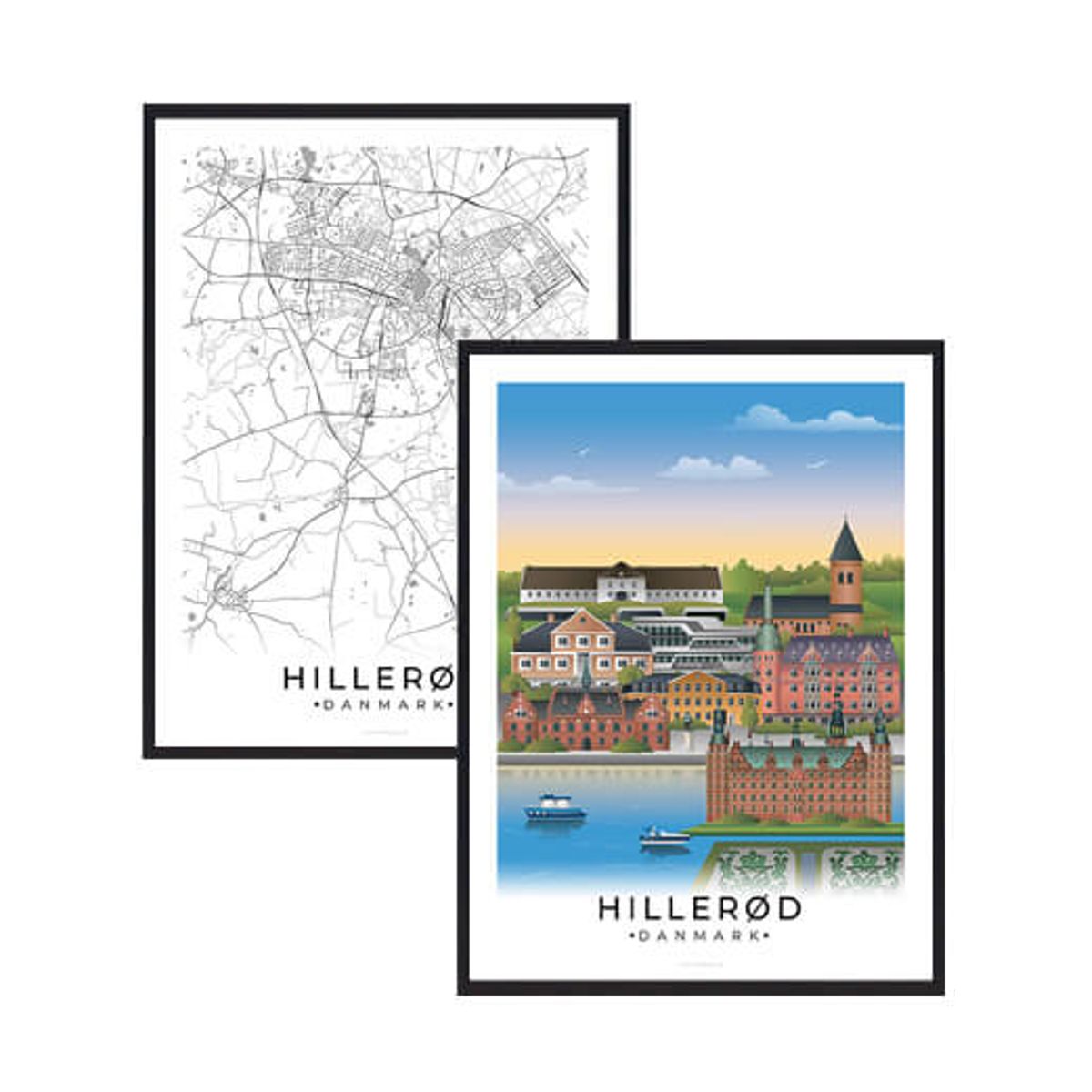 Hillerød byplakatsæt (Størrelse: M - 30x40cm)