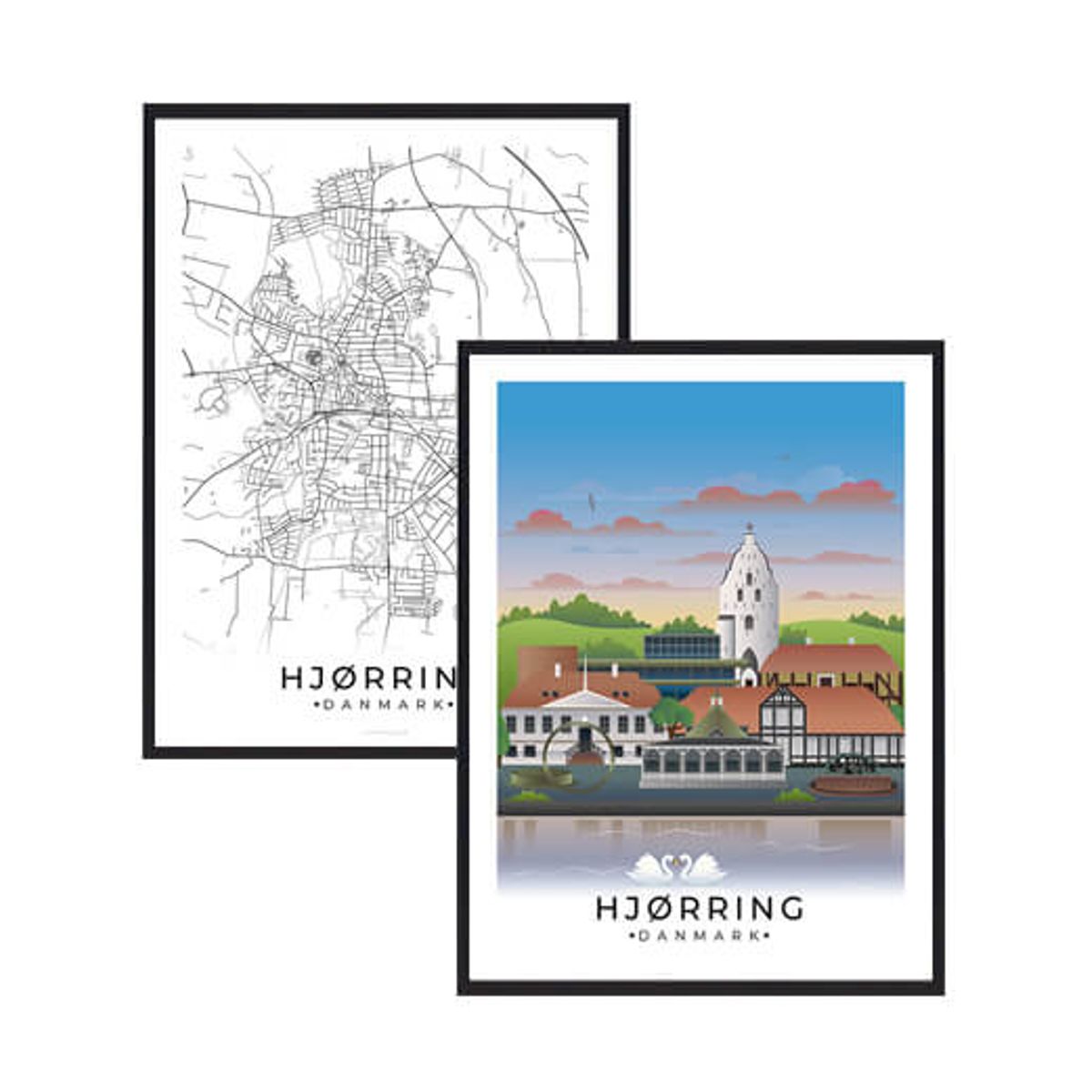 Hjørring byplakatsæt (Størrelse: M - 30x40cm)