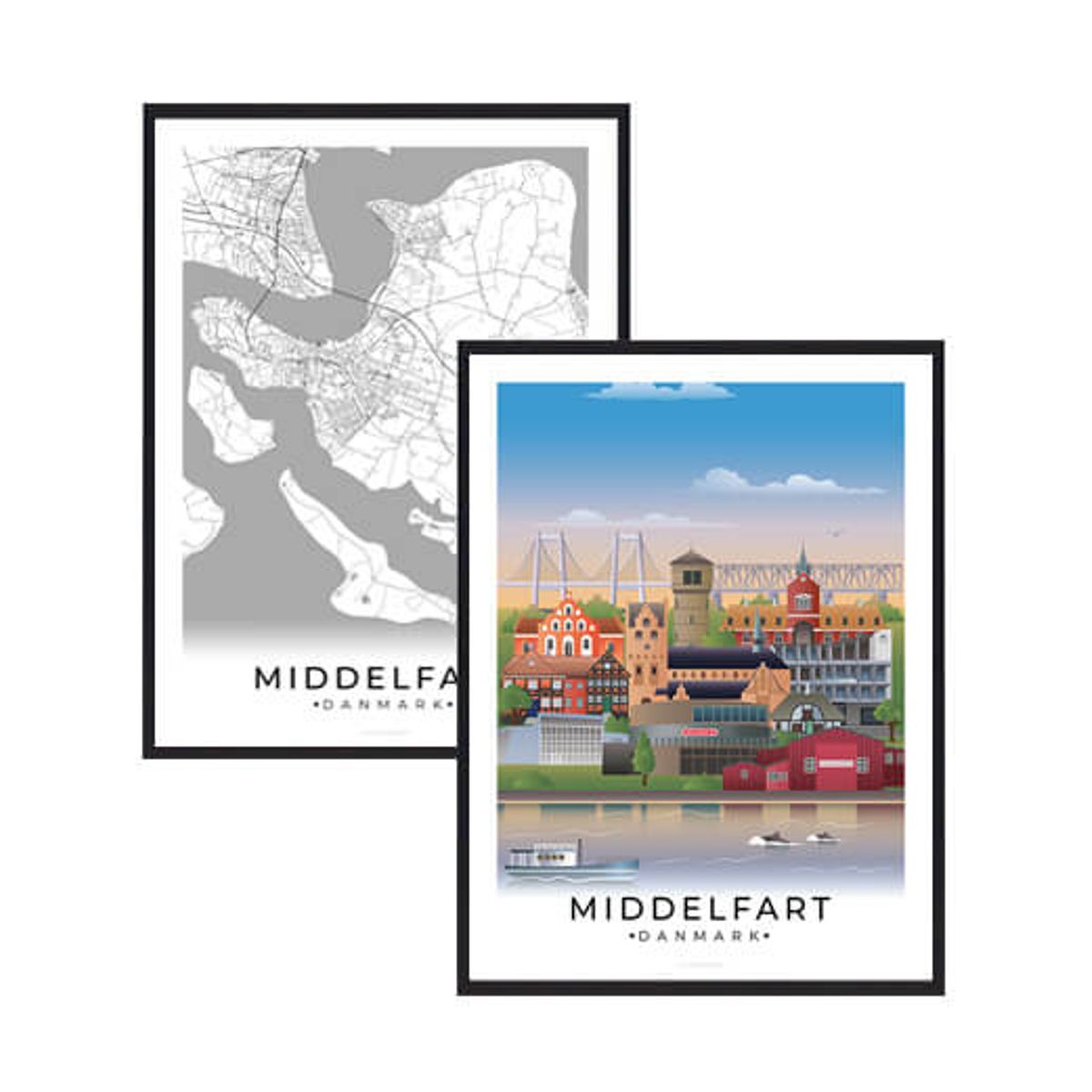 Middelfart byplakatsæt (Størrelse: M - 30x40cm)