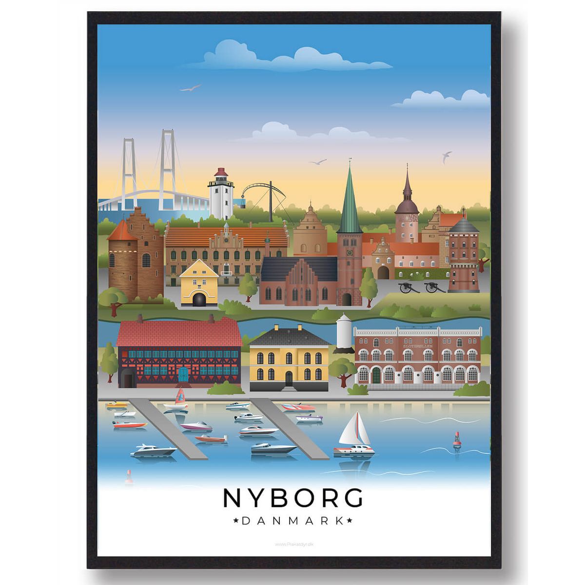 Nyborg byplakat (RESTPARTI) (Størrelse: M - 30x40cm)