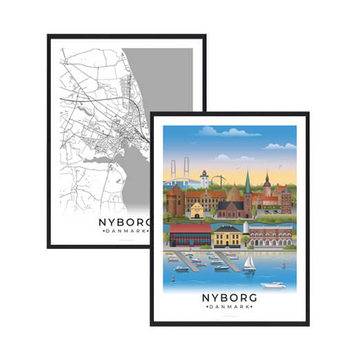 Nyborg byplakatsæt (Størrelse: M - 30x40cm)