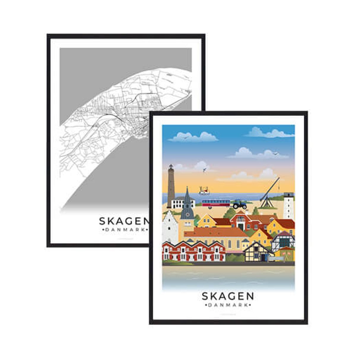 Skagen byplakatsæt (Størrelse: M - 30x40cm)