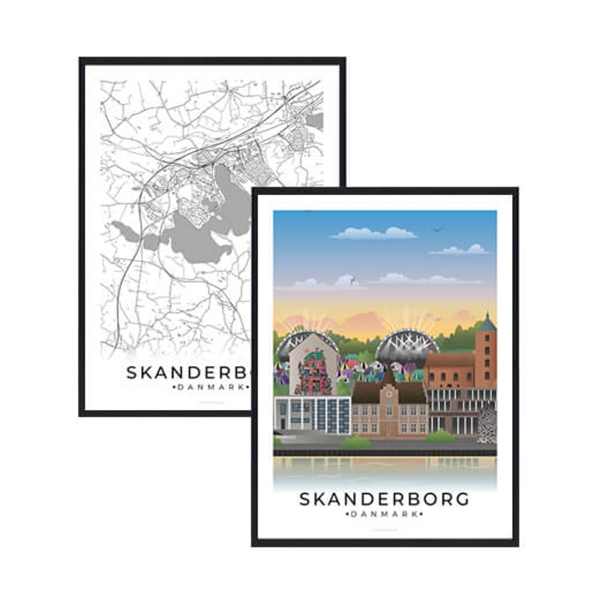 Skanderborg byplakatsæt (Størrelse: L - 50x70cm (B2))