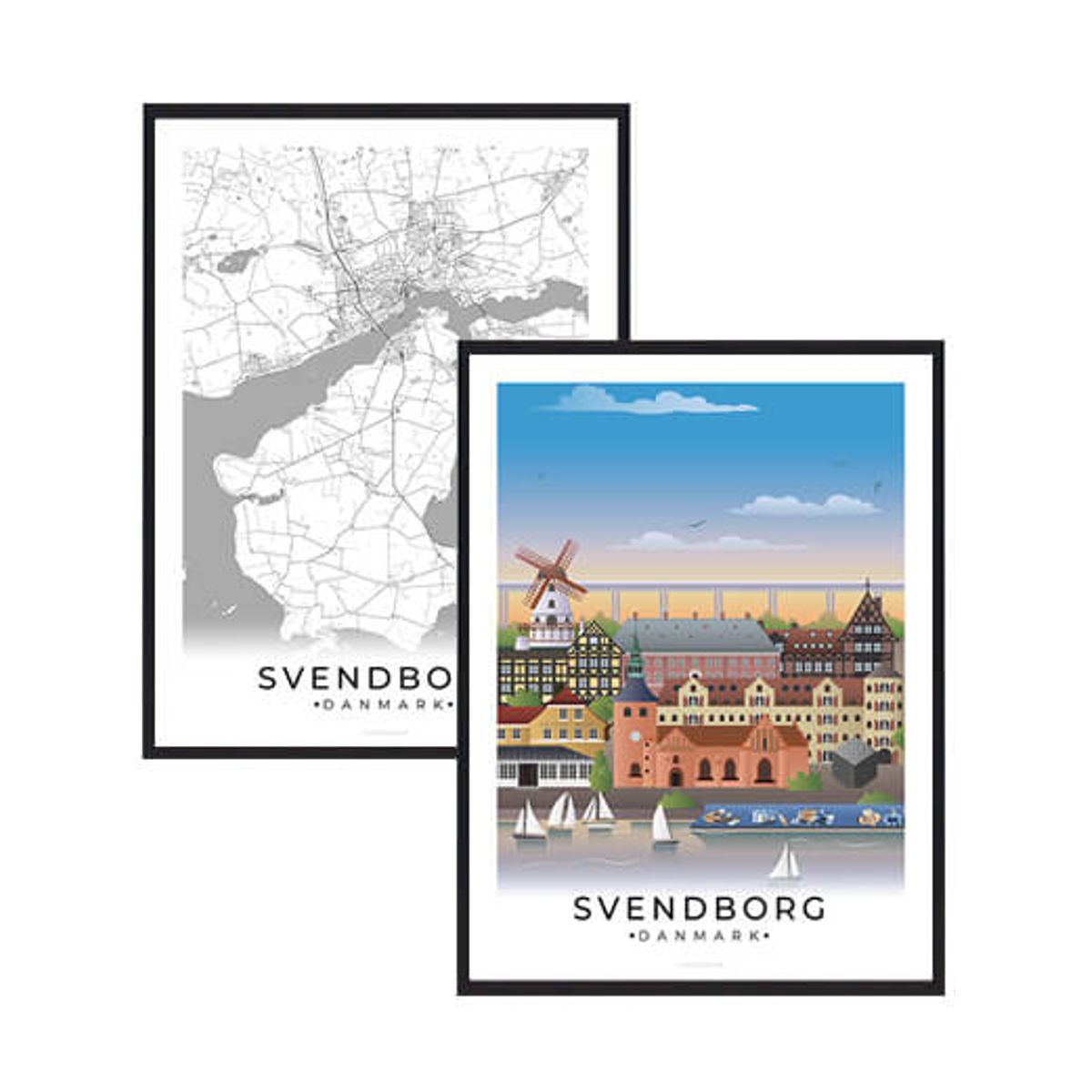 Svendborg byplakatsæt (Størrelse: L - 50x70cm (B2))