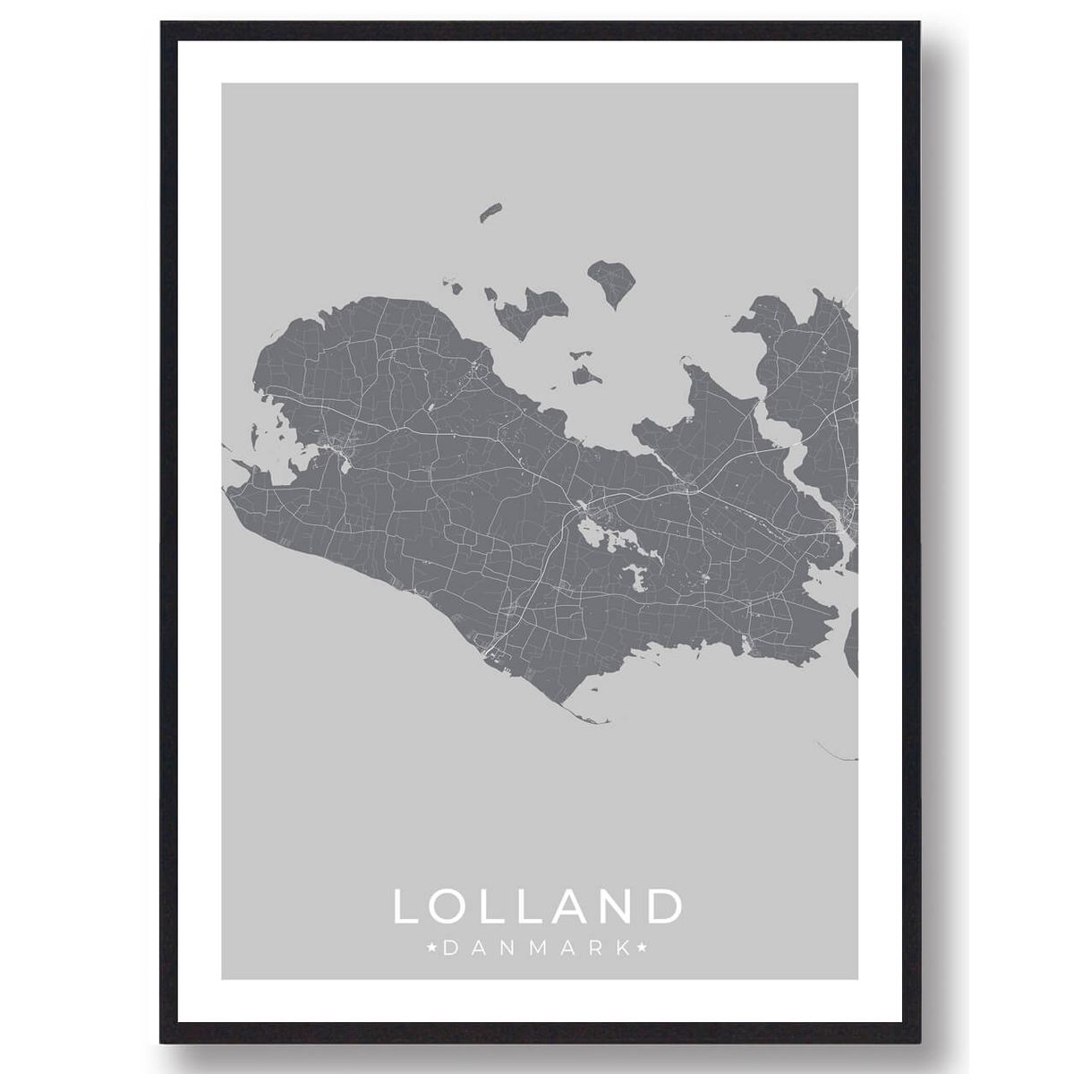 Lolland plakat - grå (Størrelse: L - 50x70cm (B2))