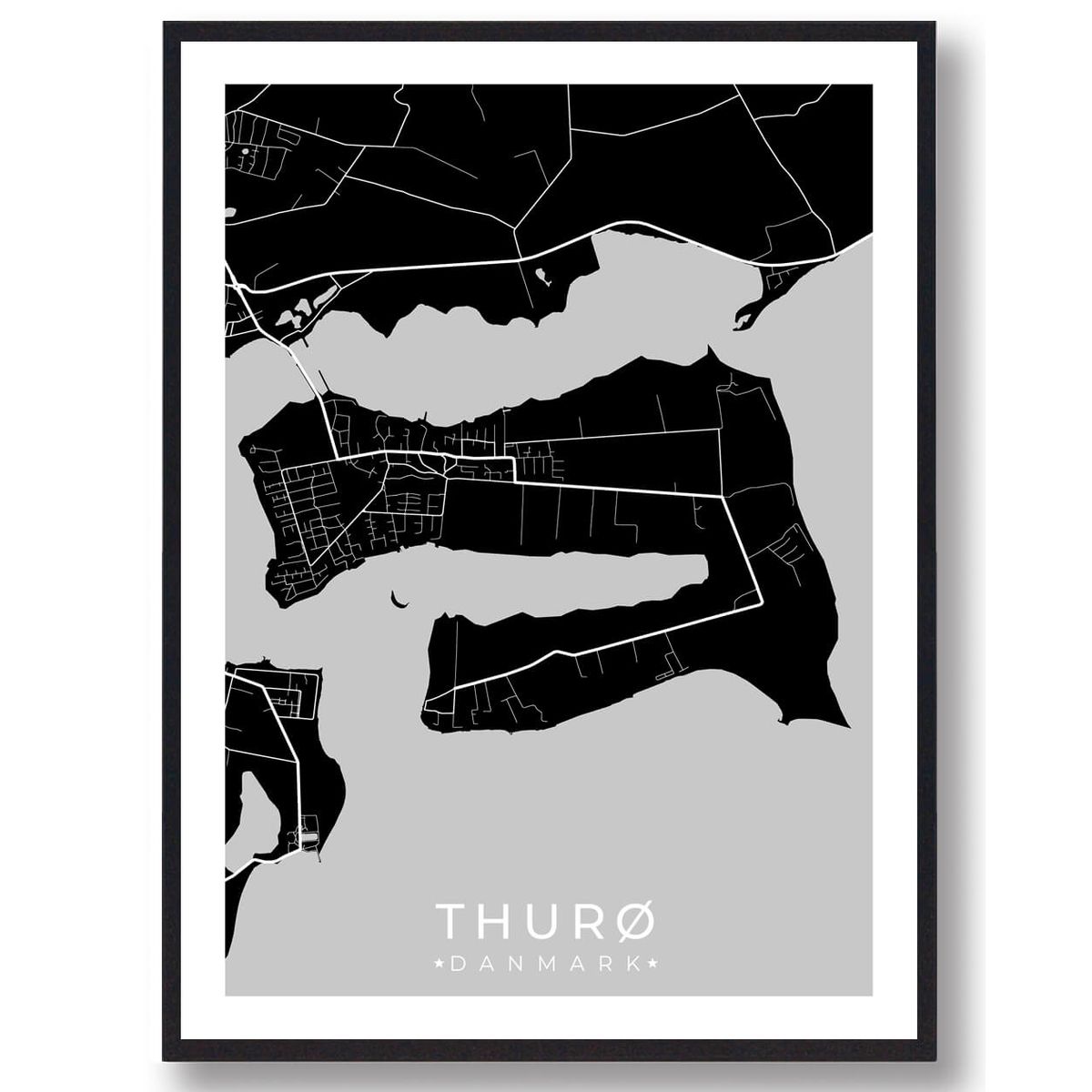 Thurø plakat - sort (Størrelse: L - 50x70cm (B2))