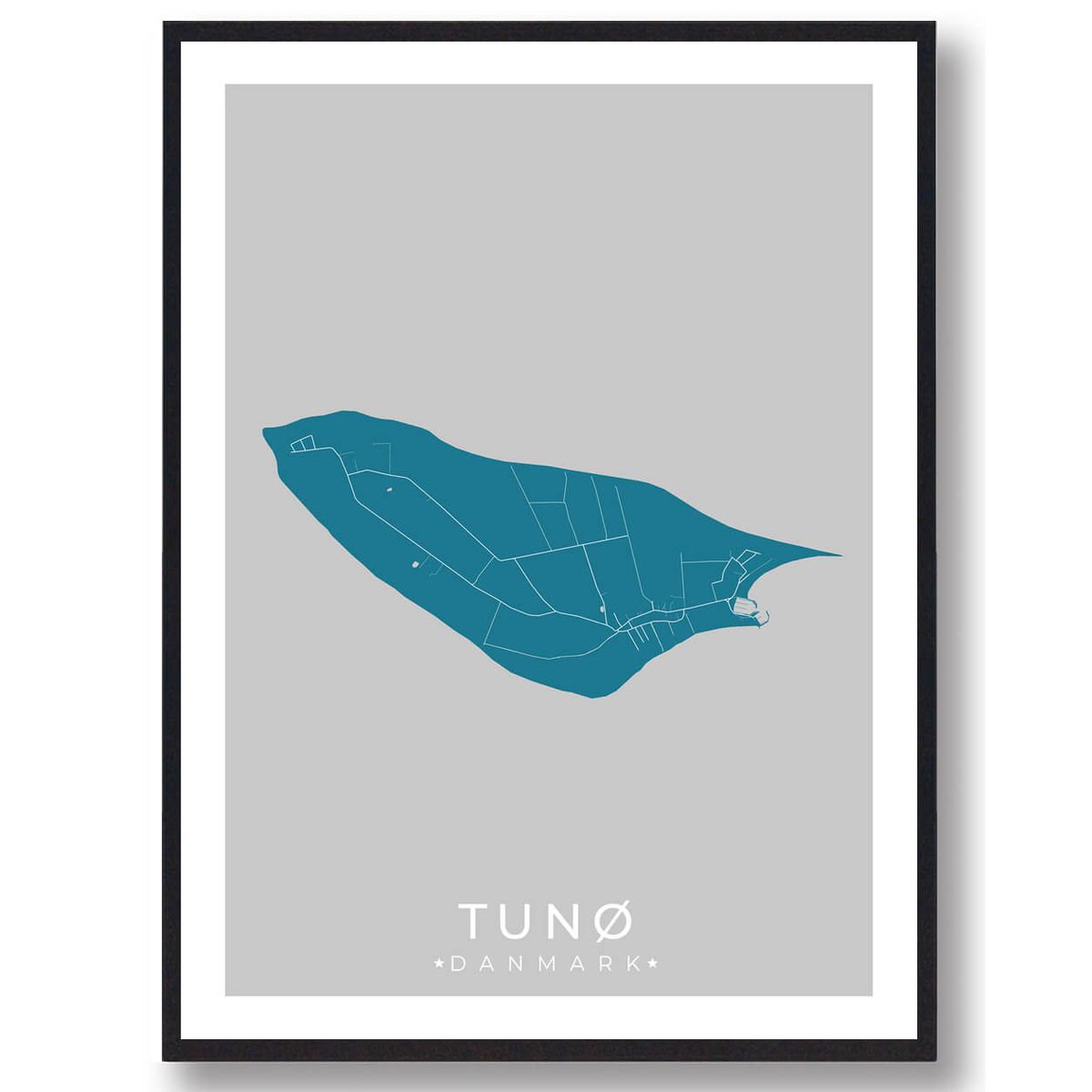 Tunø plakat - blå (Størrelse: L - 50x70cm (B2))