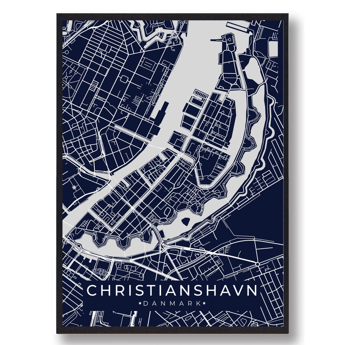 Christianshavn byplakat - mørkeblå (Størrelse: L - 50x70cm (B2))