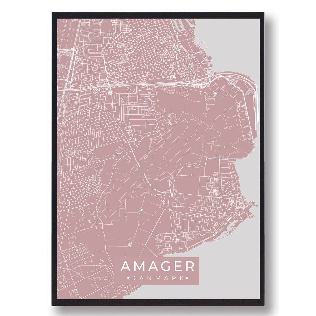 Amager byplakat - rosa (Størrelse: L - 50x70cm (B2))