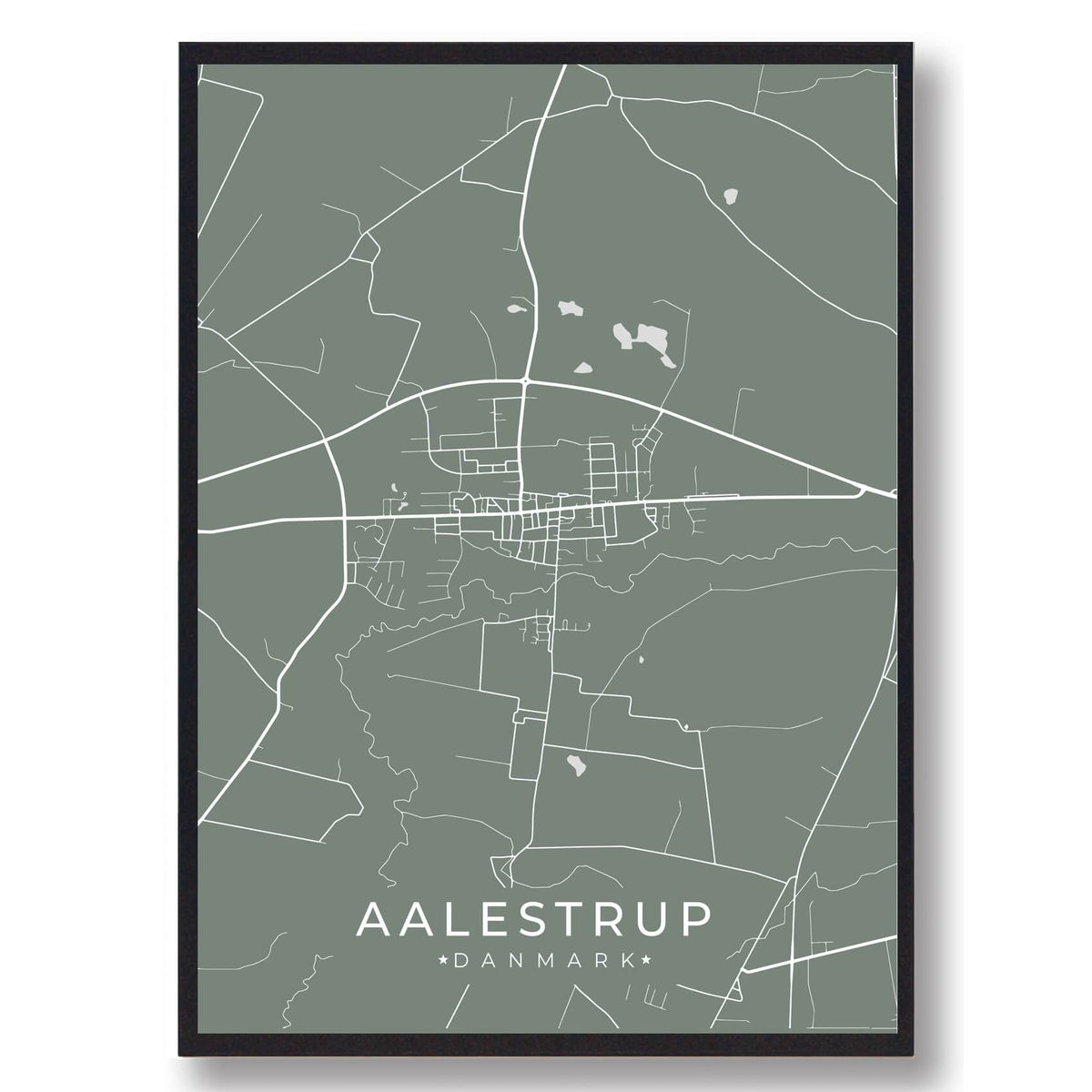 Aalestrup byplakat - grøn (Størrelse: L - 50x70cm (B2))