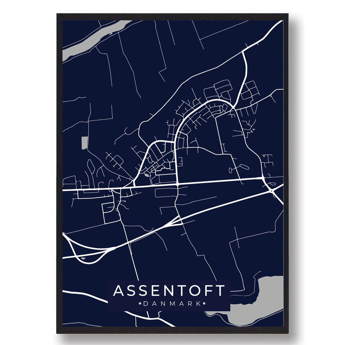 Assentoft plakat - mørkeblå (Størrelse: L - 50x70cm (B2))