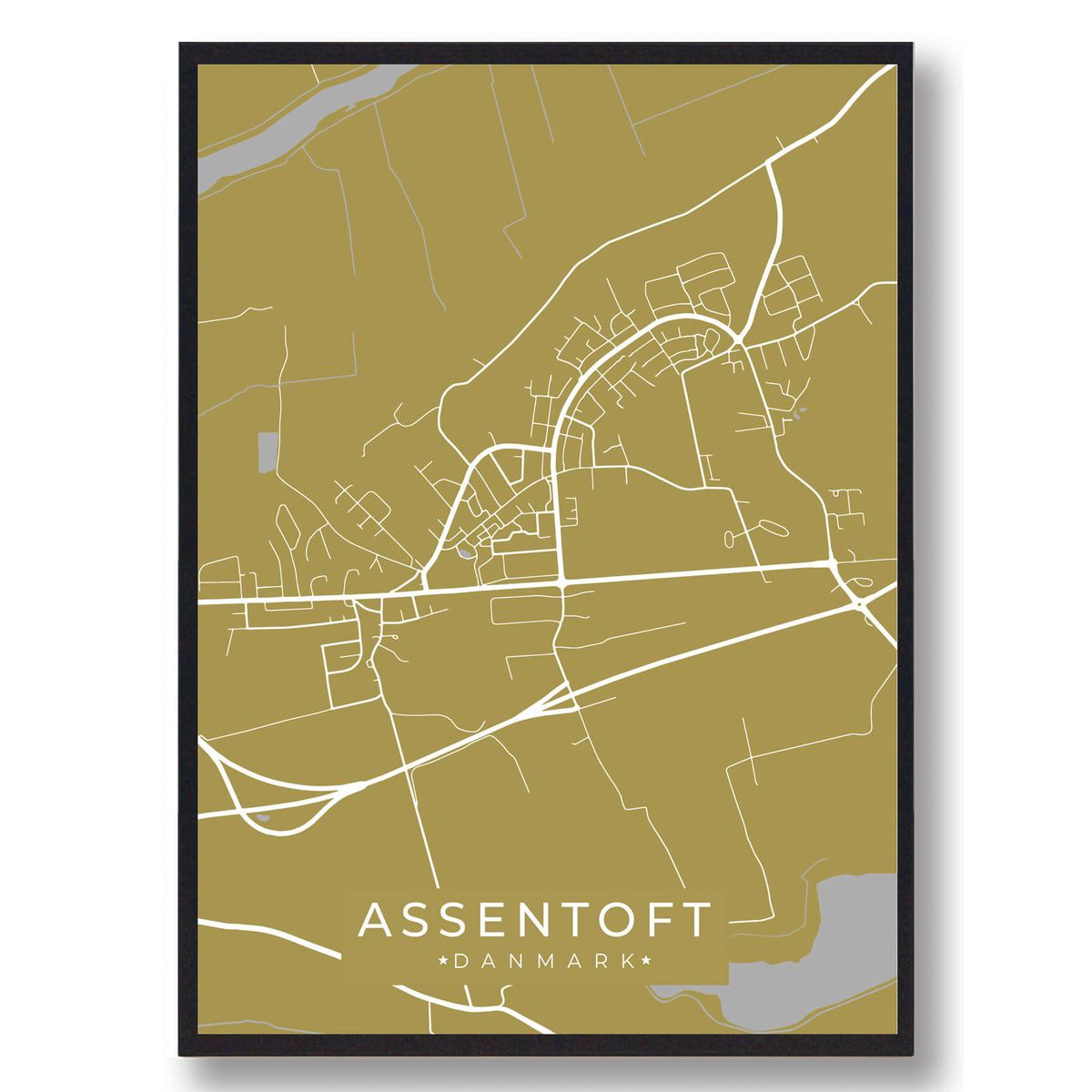 Assentoft plakat - gul (Størrelse: L - 50x70cm (B2))