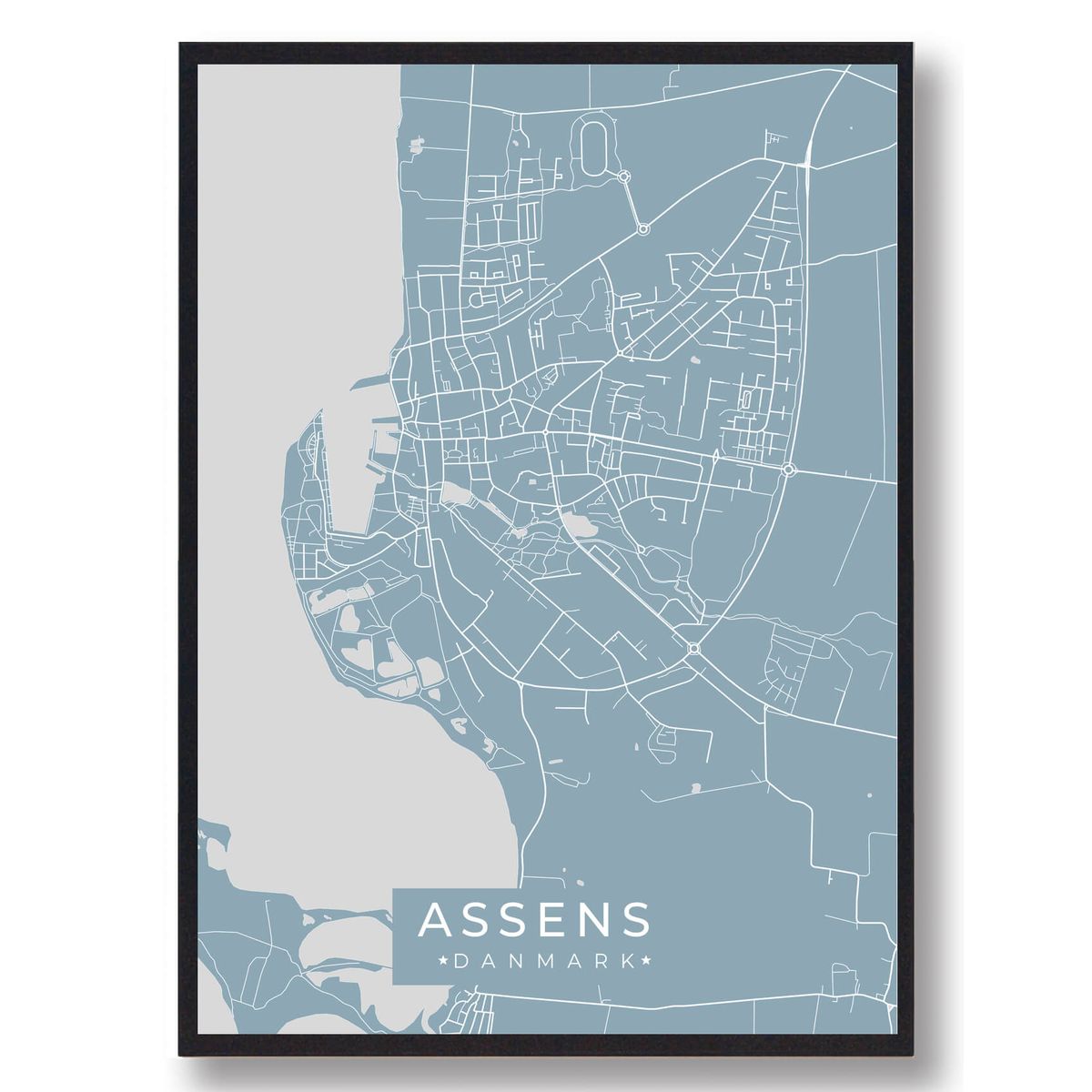 Assens plakat - lyseblå (Størrelse: L - 50x70cm (B2))