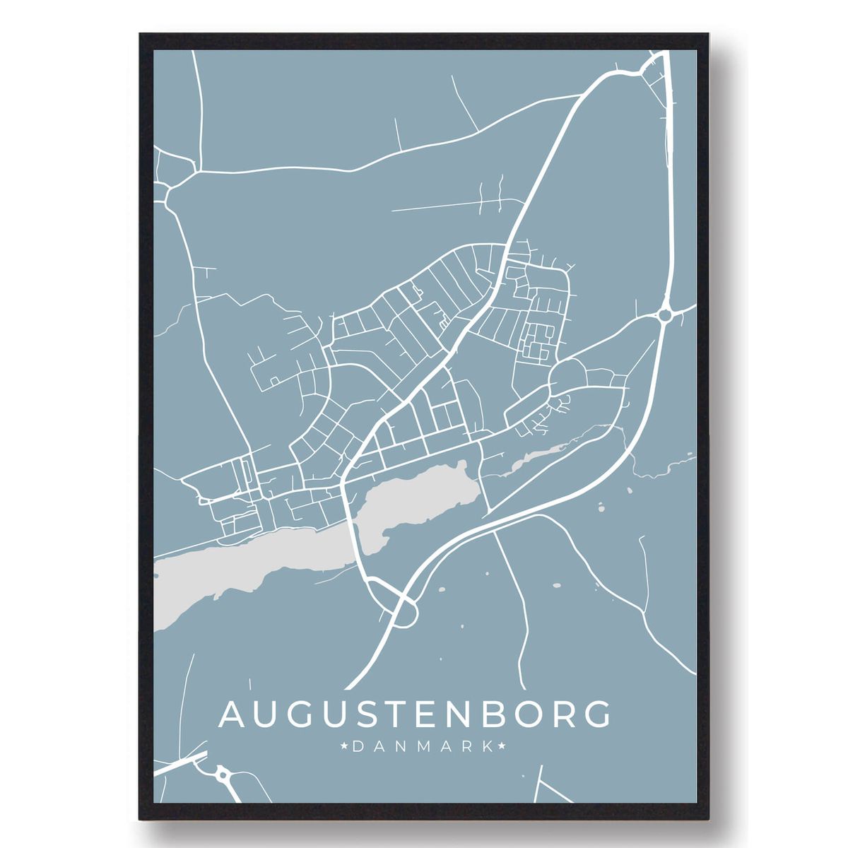 Augustenborg byplakat - lyseblå (Størrelse: L - 50x70cm (B2))