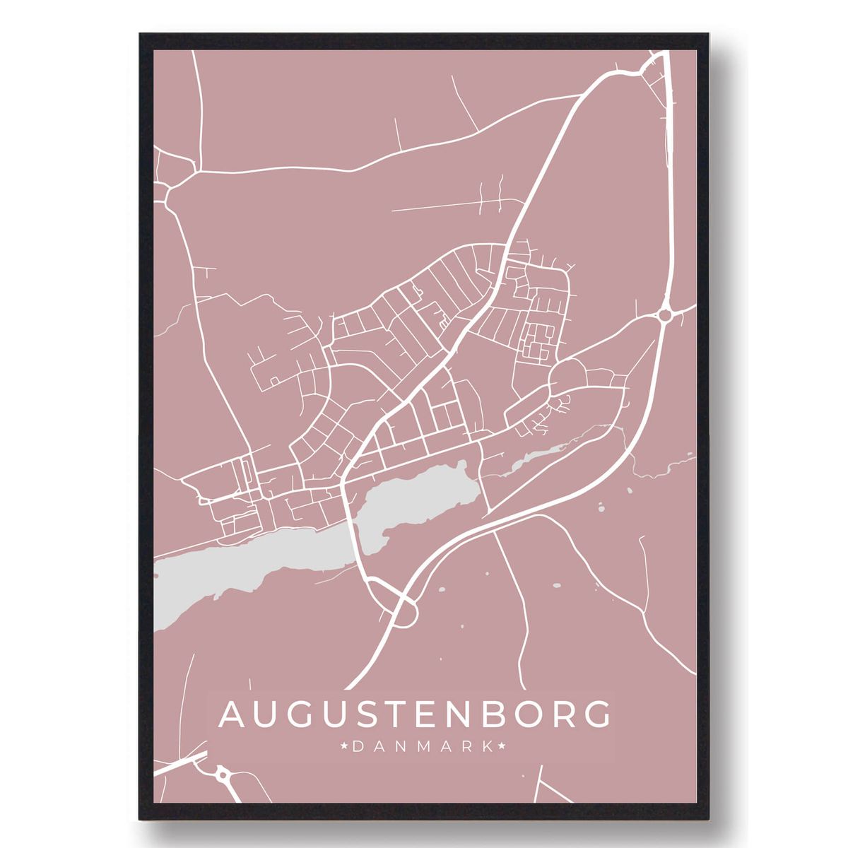 Augustenborg byplakat - rosa (Størrelse: L - 50x70cm (B2))