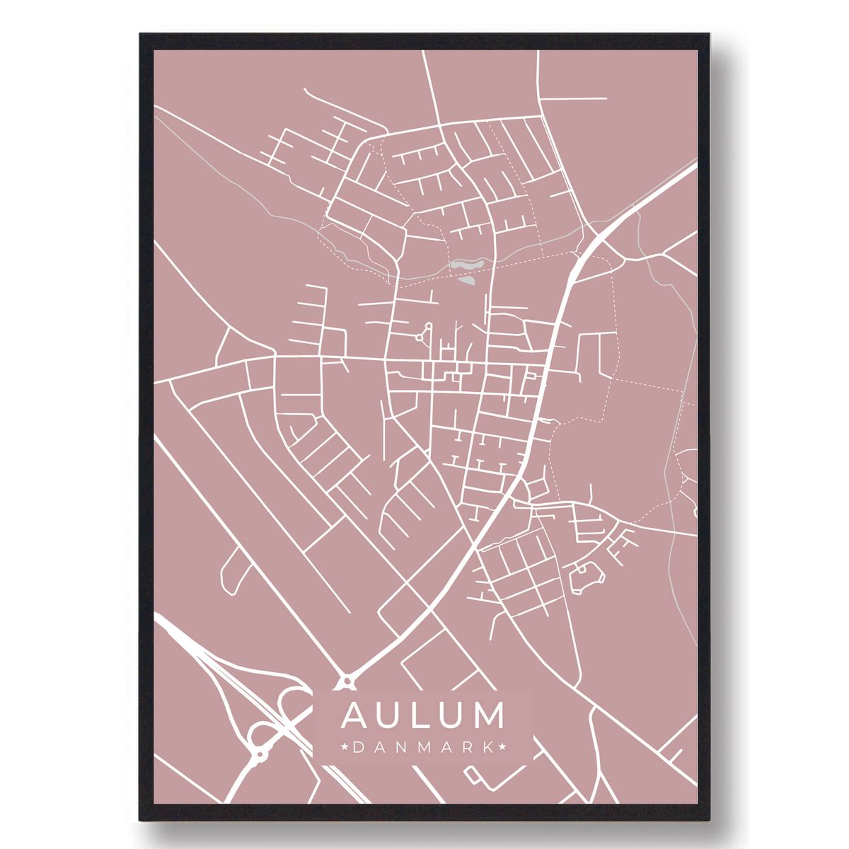 Aulum byplakat - rosa (Størrelse: L - 50x70cm (B2))