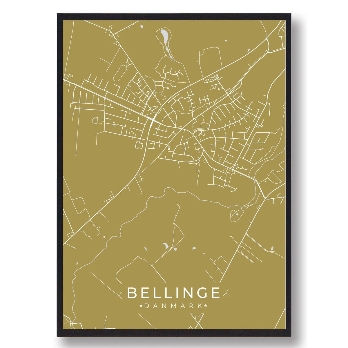 Bellinge plakat - gul (Størrelse: L - 50x70cm (B2))