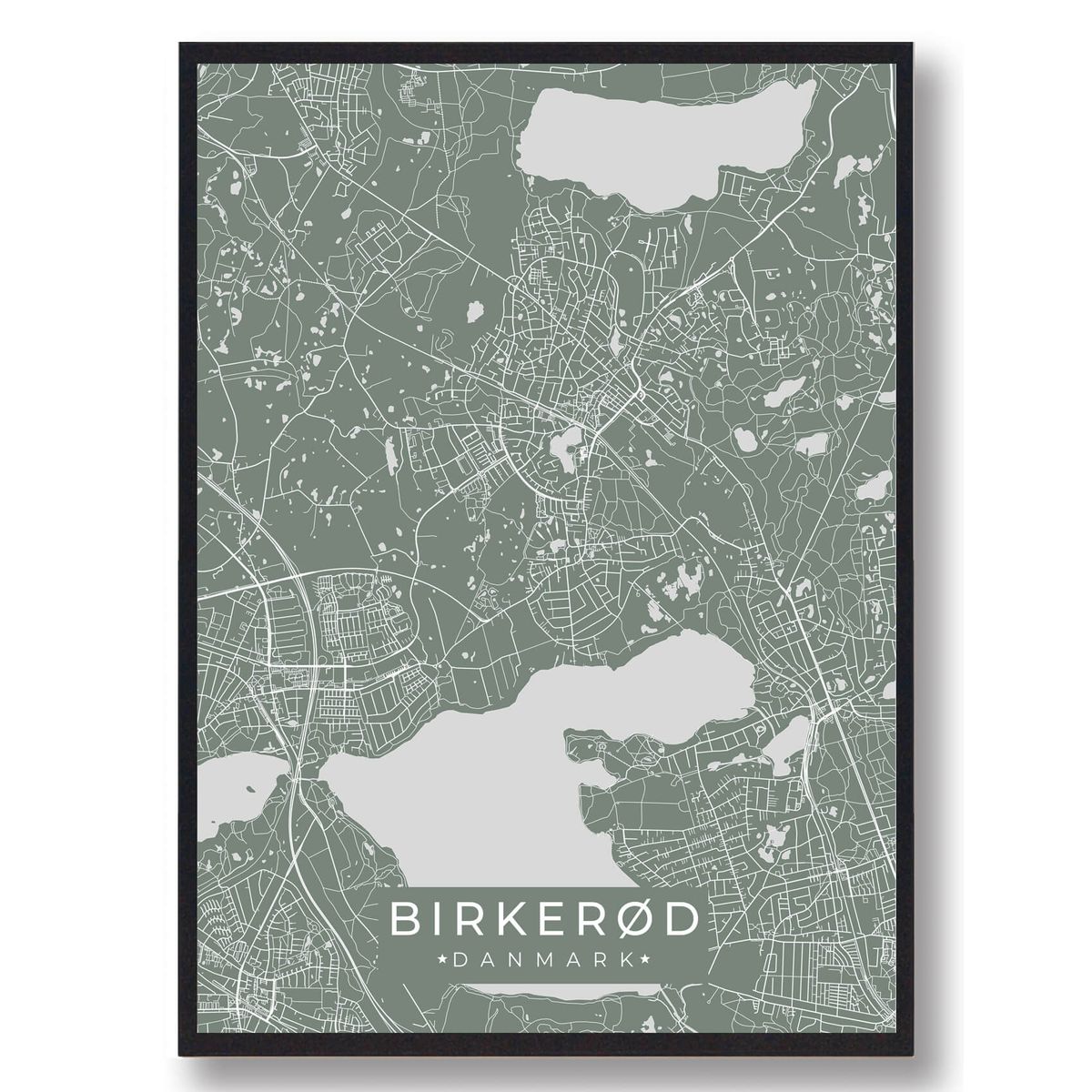 Birkerød plakat - grøn (Størrelse: L - 50x70cm (B2))