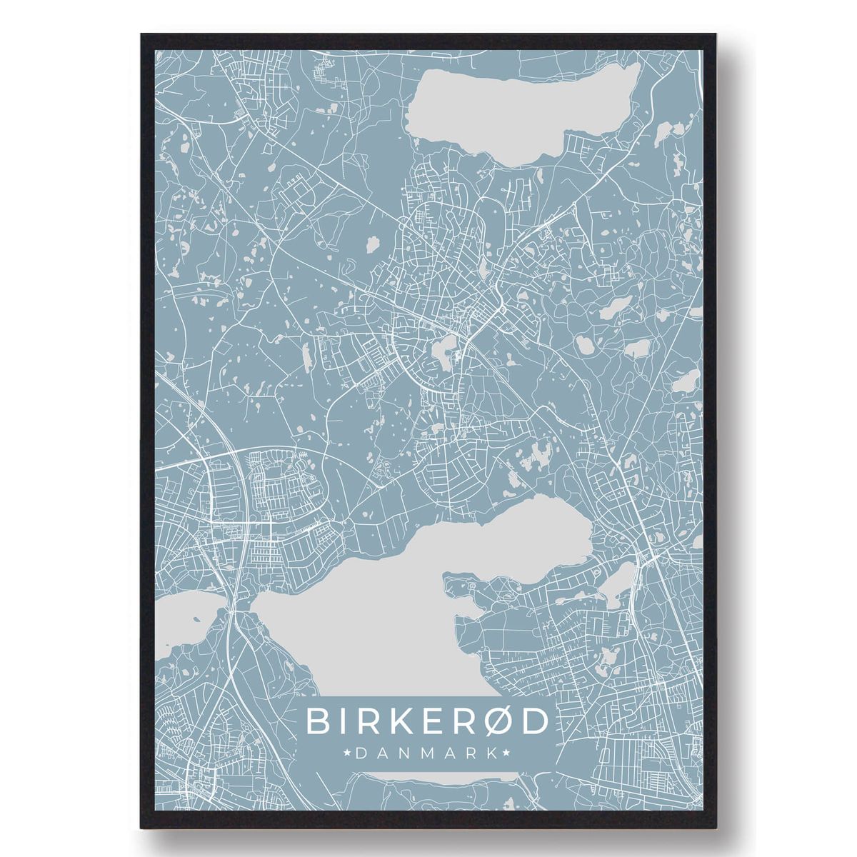 Birkerød plakat - lyseblå (Størrelse: L - 50x70cm (B2))