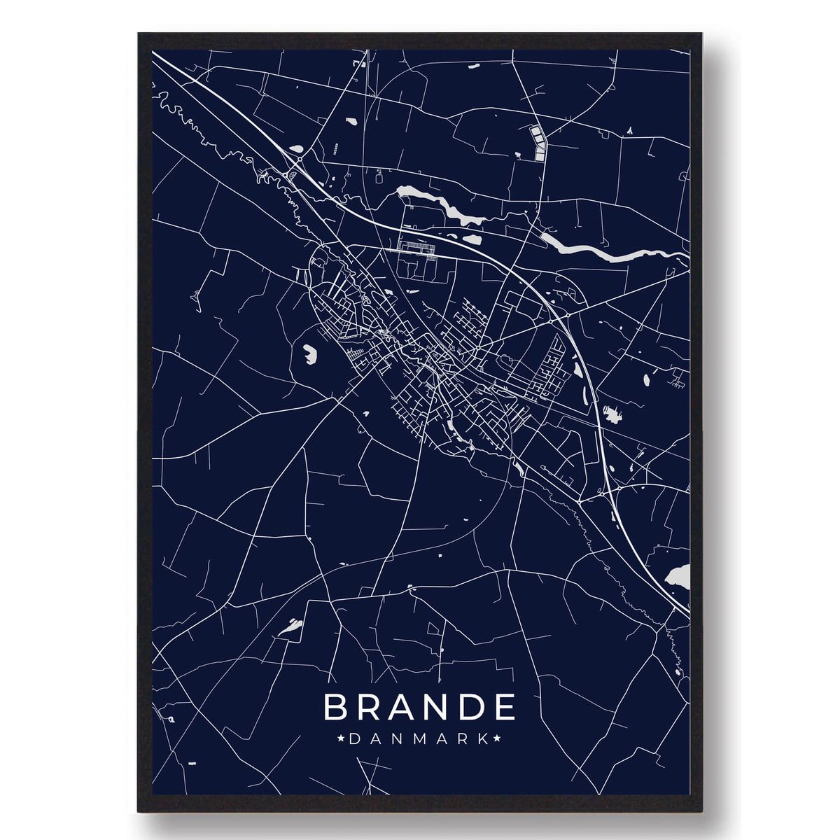 Brande plakat - mørkeblå (Størrelse: L - 50x70cm (B2))