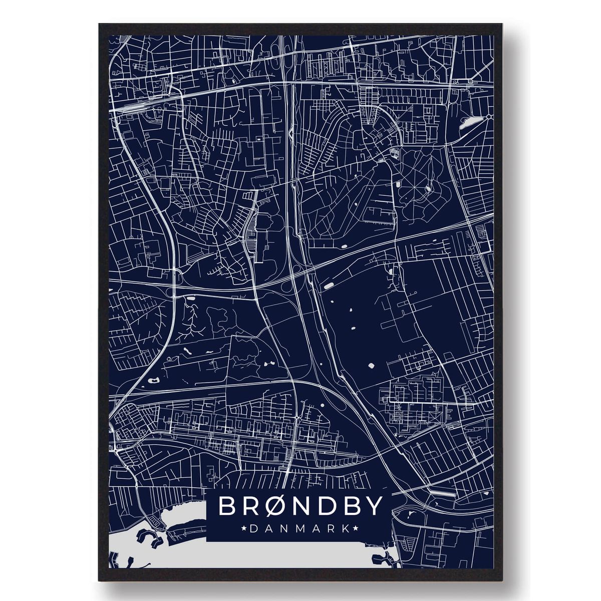 Brøndby plakat - mørkeblå (Størrelse: L - 50x70cm (B2))