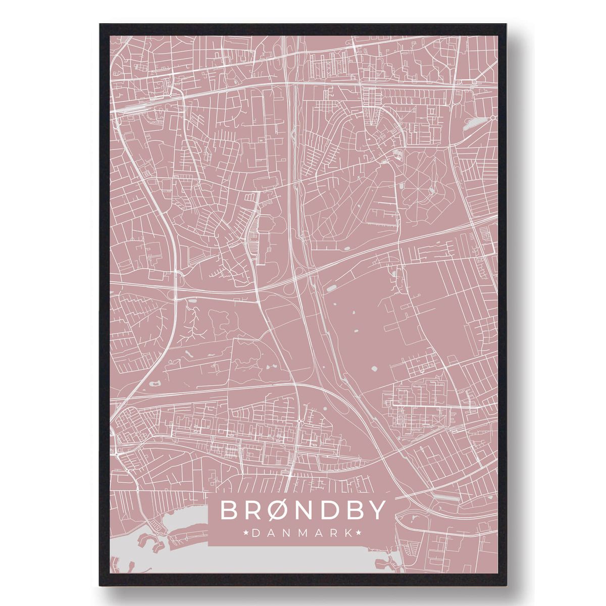 Brøndby plakat - rosa (Størrelse: L - 50x70cm (B2))