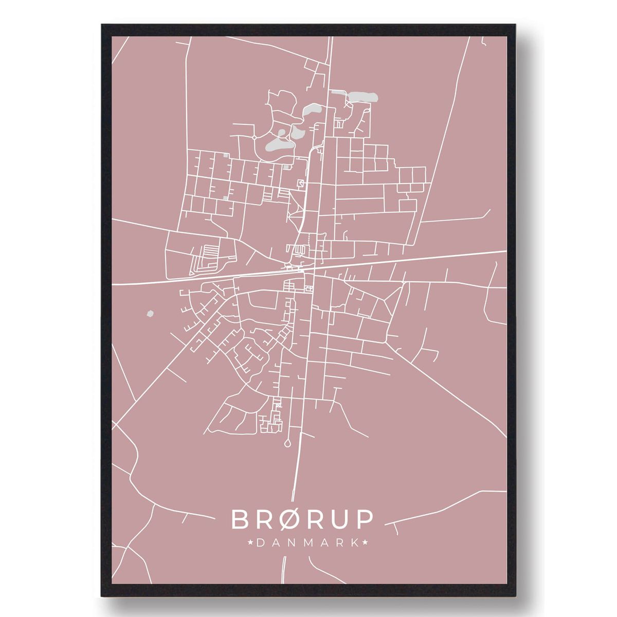 Brørup plakat - rosa (Størrelse: L - 50x70cm (B2))