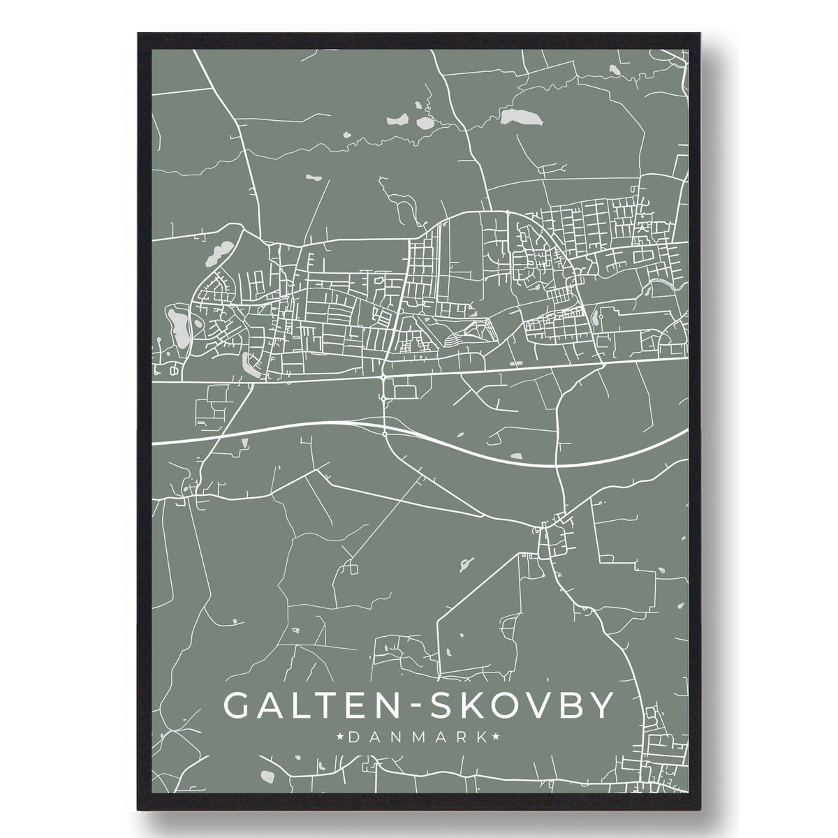 Galten-Skovby plakat - grøn (Størrelse: L - 50x70cm (B2))