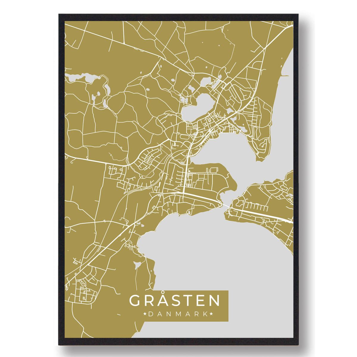 Gråsten plakat - gul (Størrelse: L - 50x70cm (B2))