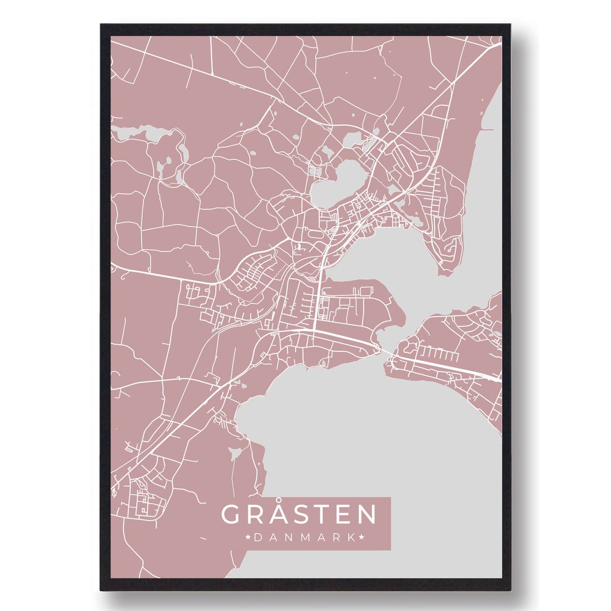 Gråsten plakat - rosa (Størrelse: L - 50x70cm (B2))